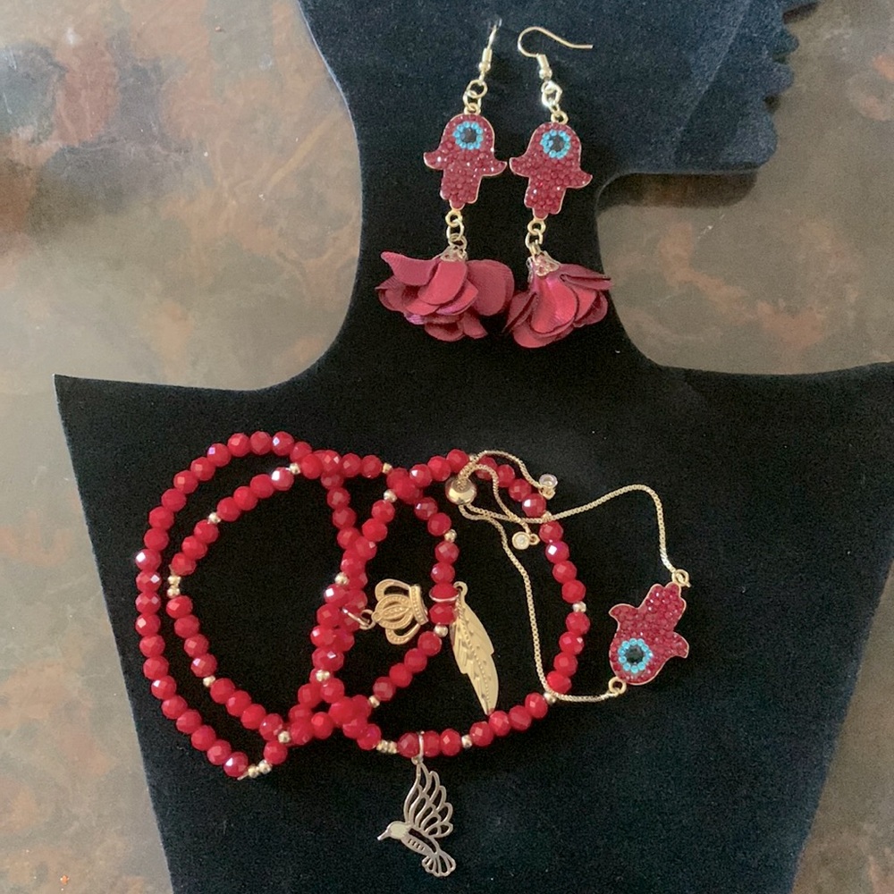 Bracelet and earrings set color vine